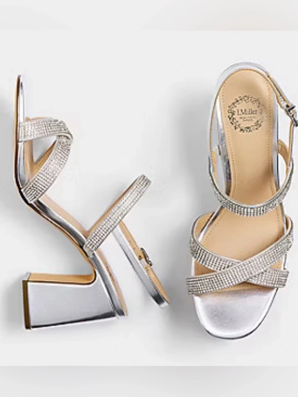 NIB Silver Embellished Women's Strappy Heel Sandals
